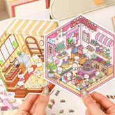 Fluffy Sweet Haven DIY 3D Scene Stickers — 4 Miniature Bakery & Candy Themes